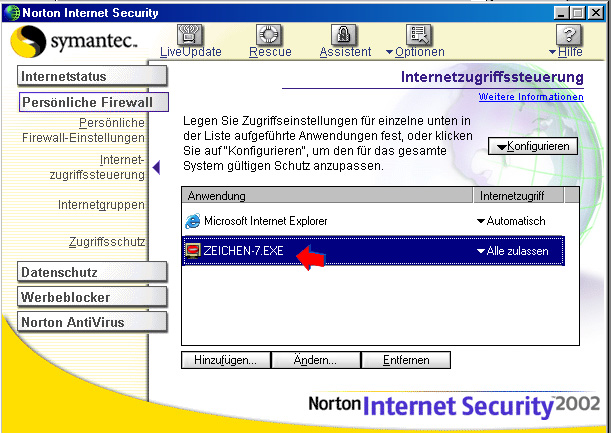 Norton Internet Security Beispiel !