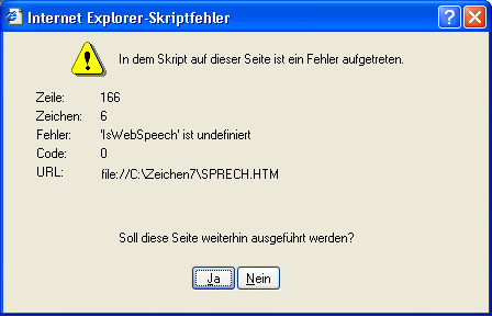 WebSpeech ist nicht Installiert!