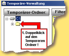 Der Klickbutton [Temporrer-Ordner] : Mit Doppelklick wird die Temporre-Liste aktualisiert (neu eingelesen).