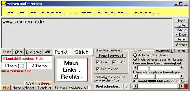 Mit Mausklicks Morsen und sprechen