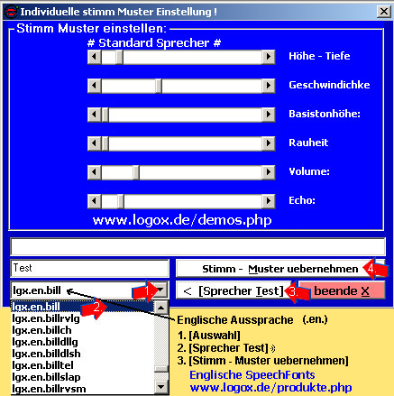 Individuelle Stimm-Einstellung: 